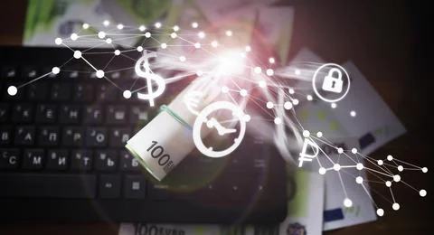 The work of a programmer and blogger on the Internet. Computer keyboard and.. Stock-Fotos