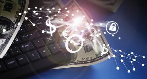 The work of a programmer and blogger on the Internet. Computer keyboard and.. 스톡 사진