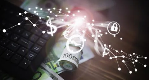 The work of a programmer and blogger on the Internet. Computer keyboard and.. Foto stock