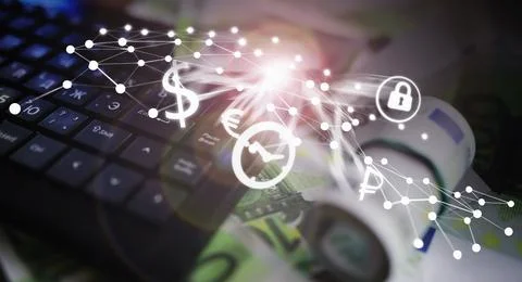 The work of a programmer and blogger on the Internet. Computer keyboard and.. Stock Photos