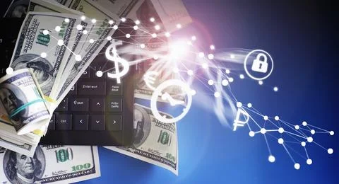 The work of a programmer and blogger on the Internet. Computer keyboard and.. Stock Photos