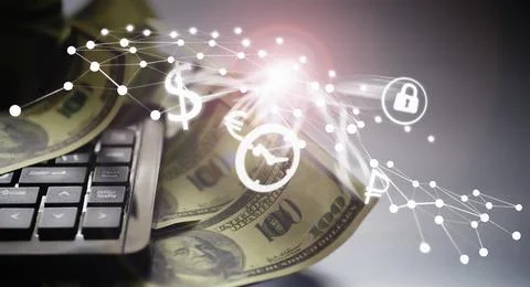 The work of a programmer and blogger on the Internet. Computer keyboard and.. Foto stock