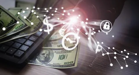 The work of a programmer and blogger on the Internet. Computer keyboard and.. Stock Photos