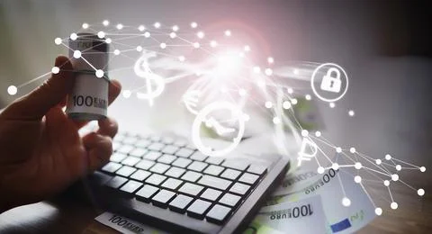 The work of a programmer and blogger on the Internet. Computer keyboard and.. Stock Photos