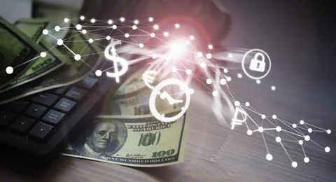 The work of a programmer and blogger on the Internet. Computer keyboard and.. Stock Photos