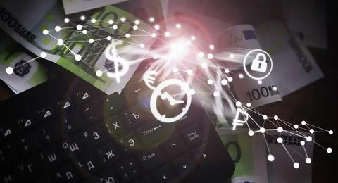 The work of a programmer and blogger on the Internet. Computer keyboard and.. Stock Photos