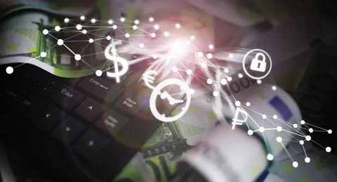 The work of a programmer and blogger on the Internet. Computer keyboard and.. Stock Photos