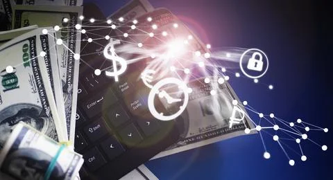 The work of a programmer and blogger on the Internet. Computer keyboard and.. Foto stock