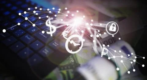 The work of a programmer and blogger on the Internet. Computer keyboard and.. Stock Photos