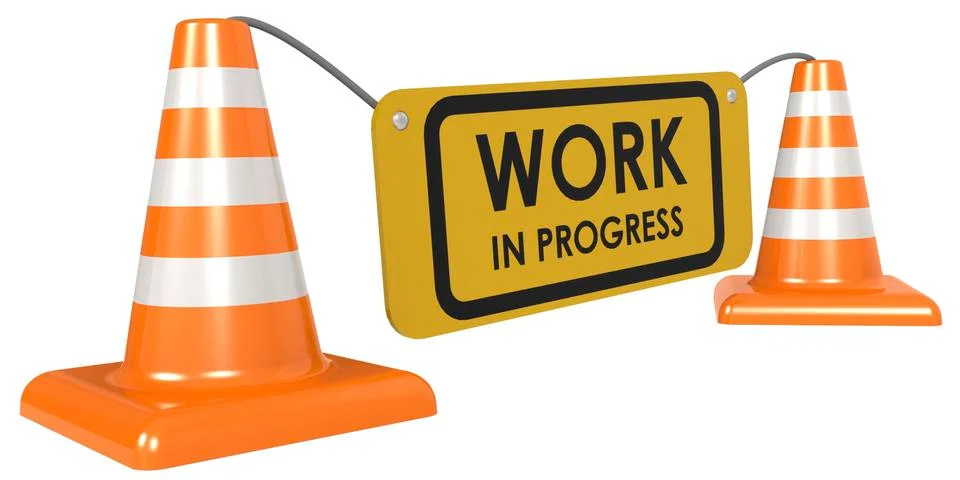 Work in progress concept with traffic cones Stock Illustration