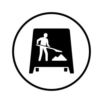 Work, in, progress, construction icon. Black vector graphics. Stock Illustration