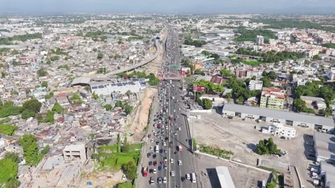 Work in progress for construction of Kilometer 9 of Duarte highway, Santo Stock Footage 286122781