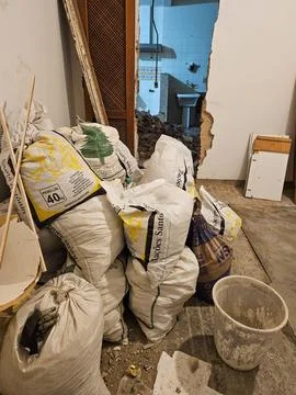 Work in progress with construction materials Stock Photos