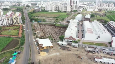 Work in progress on the construction side, Aerial cinematic view Stock Footage 249311235