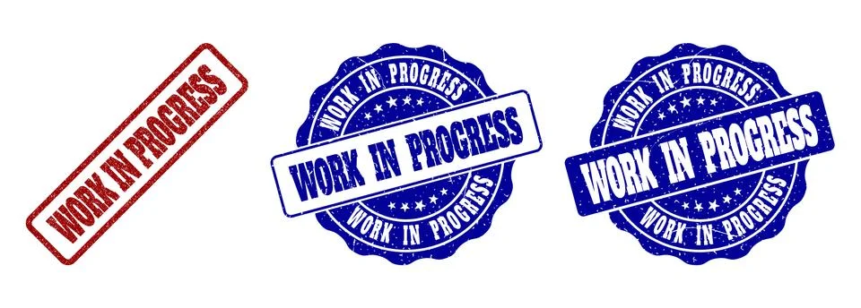 WORK IN PROGRESS Grunge Stamp Seals 스톡 일러스트
