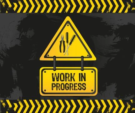 Work in progress, grunge vector illustration Illustrazione stock