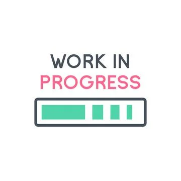 WORK IN PROGRESS Icon with Progress Bar and Highlight Text Stock Illustration