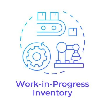 Work in progress inventory blue gradient concept icon Stock Illustration
