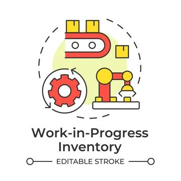 Work in progress inventory multi color concept icon Stock Illustration