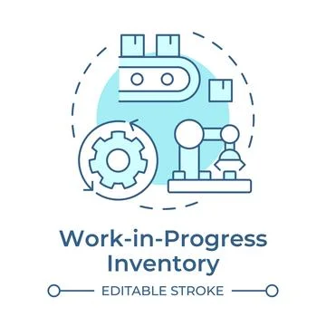 Work in progress inventory soft blue concept icon Illustrazione stock
