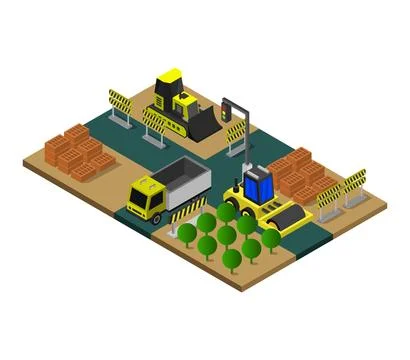 Work in progress isometric illustrated on background Stock Illustration