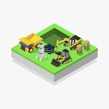 Work in progress isometric illustrated on background Illustrazione stock
