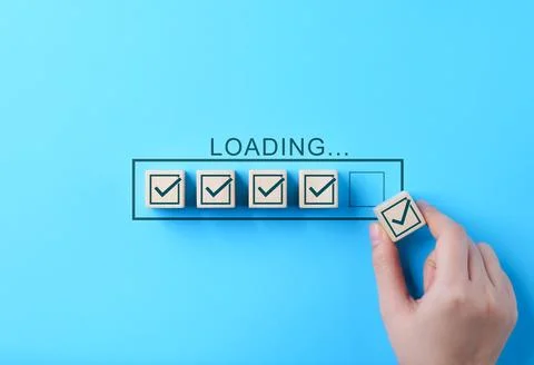 Work Progress Loading Bar with Checklist. Stock Photos