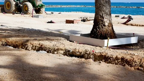 Work in progress for the new Altea beach promenade Video stock 170419705