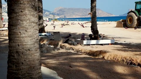 Work in progress for the new Altea beach promenade Video stock 170419795