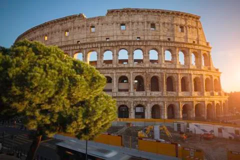 Work in progress of new "Metro C" underneath the Colosseum, Rome, Italy Stock Photos