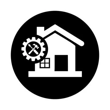 Work in progress, repair icon. Black vector graphics. Illustrazione stock