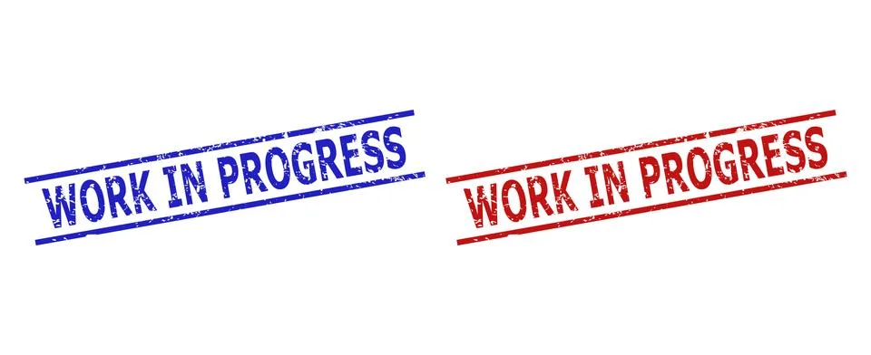 WORK IN PROGRESS Seals with Grunged Style and Parallel Lines Stock Illustration