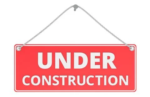 Work in Progress sign on the crane hook holding. 3D rendering Stock Illustration