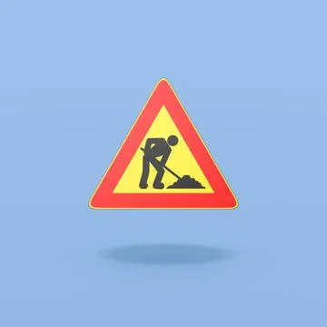Work in Progress Triangle Road-Sign on Blue Background Stock Illustration