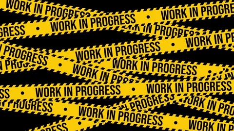 Work in Progress typography animation 4k on the yellow tape, background Stock Footage 306853665