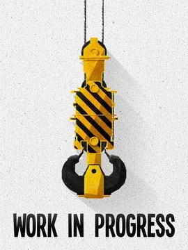 Work in progress under construction industrial poster with a heavy crane hook Stock Illustration