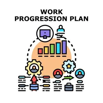 Work progression plan with business progress and development Stock Illustration