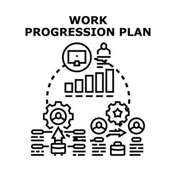 Work progression plan with business progress and development Stock Illustration