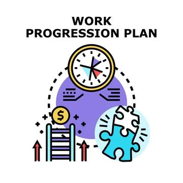 Work progression plan concept creating business development strategy Stock Illustration
