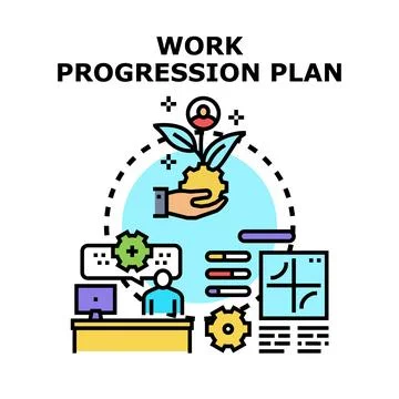 Work progression plan concept visualizing business growth strategy Stock Illustration