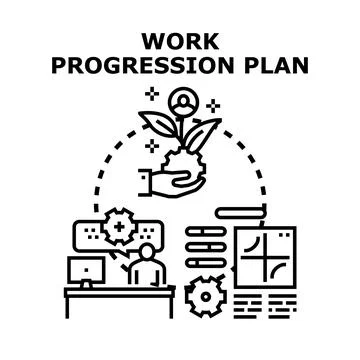 Work progression plan concept visualizing business growth strategy Ilustração Stock