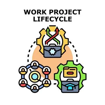 Work project lifecycle concept visualizing business management process Stock Illustration