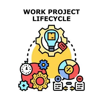 Work project lifecycle developing business strategy process Stock Illustration