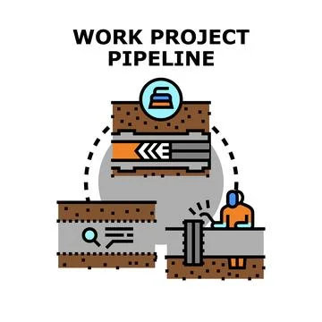 Work project pipeline concept representing business development stages Stock Illustration