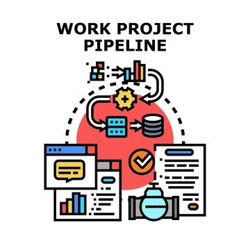 Work project pipeline processing, data analytics and development Stock Illustration