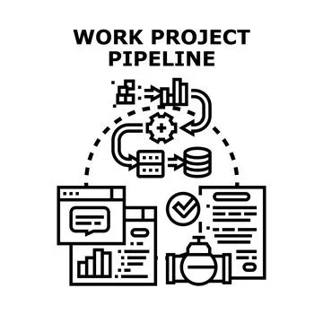 Work project pipeline processing, data analytics and development Stock Illustration