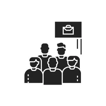 Work protest glyph black icon. Employees and work stoppage. Labor movement. S Stock Illustration