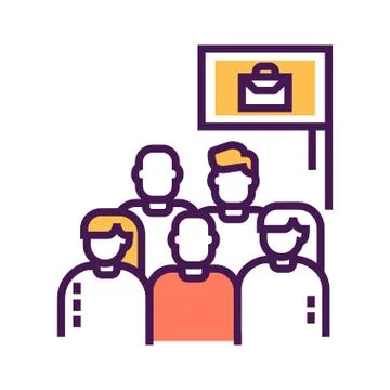 Work protest line color icon. Employees and work stoppage. Labor movement. So Illustrazione stock