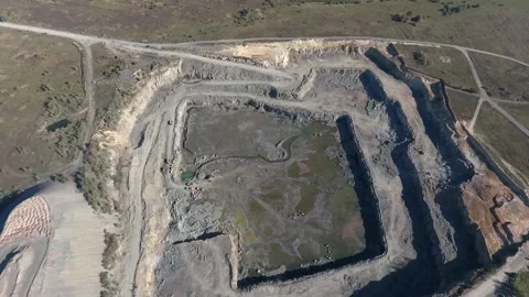 Work in quarry from the air Stock Footage 196954758