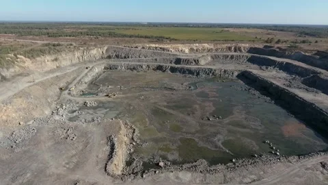 Work in quarry from the air Stock Footage 196954909